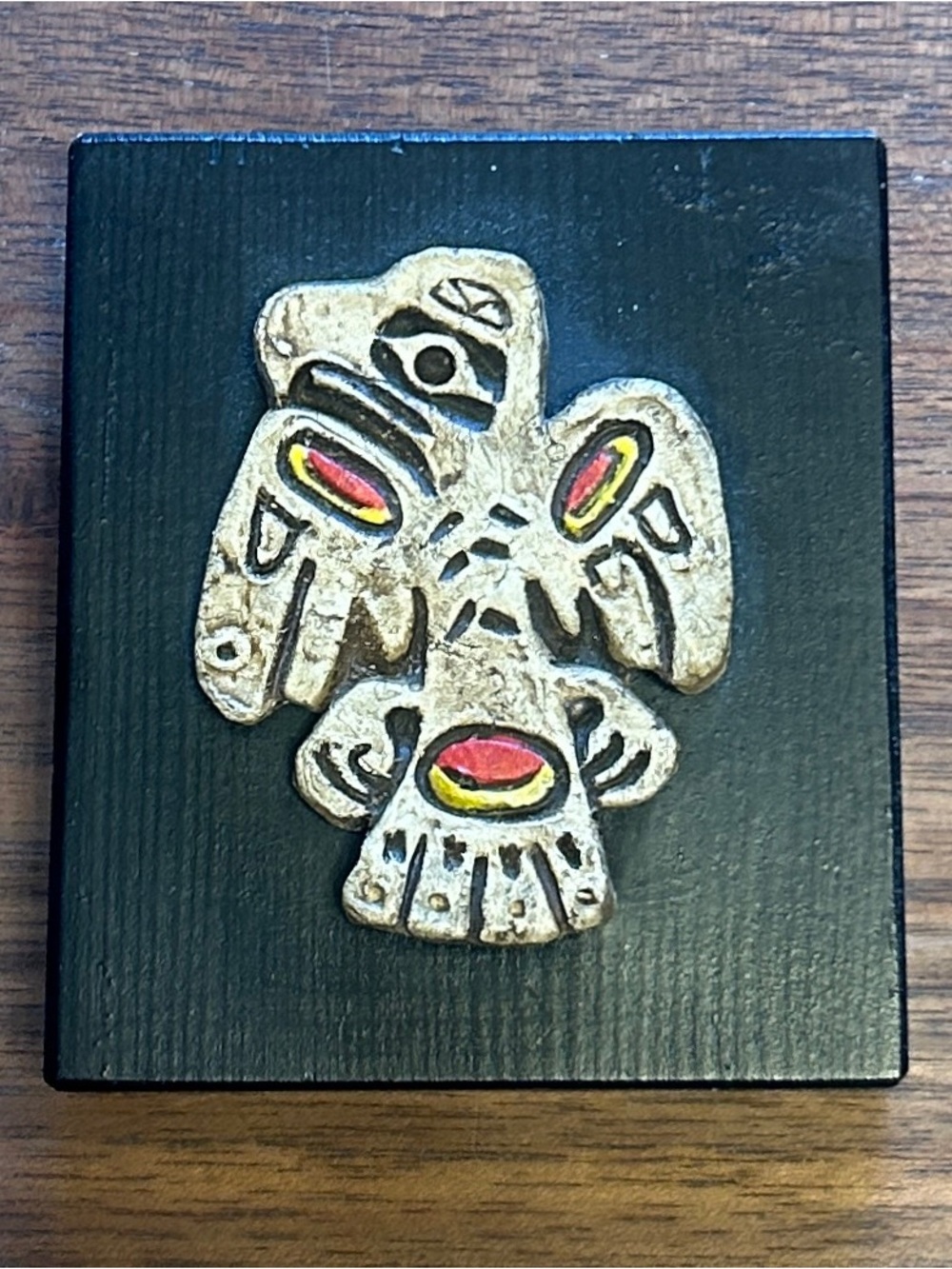 Hand-Carved Northwest Coast Style Thunderbird Wall Plaque native American 3.5"